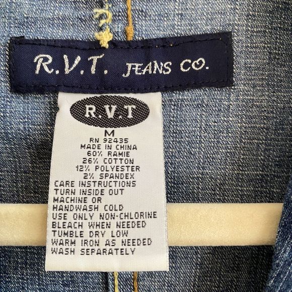 R.V.T. Jeans Womens Jacket Ombre Blue  Denim Buttons Pockets Stitching M - Picture 4 of 9